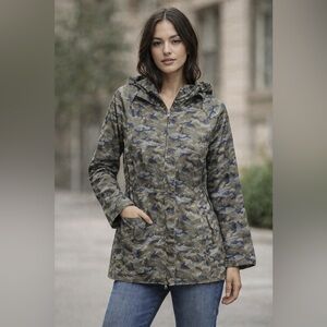 Anatomie Kenya Camo Print Cotton Hooded Long Fit Jacket